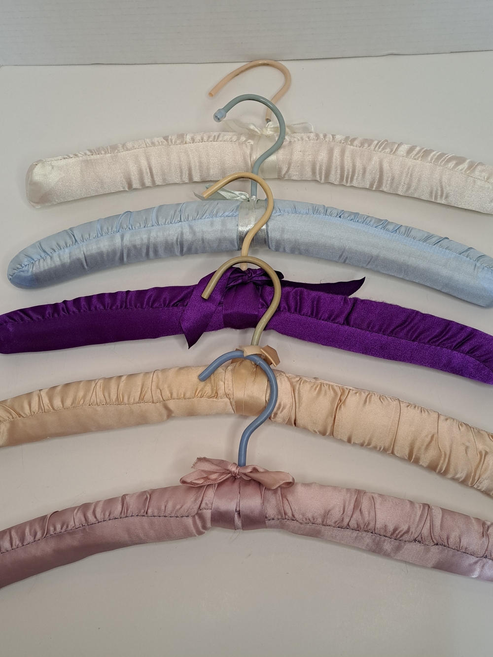 Lot of Vintage hangers, 13 Satin, 3 Wooden Pants, 2 Plastic Pants Hangers